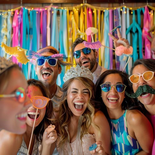 People with photo booth props