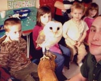 Jack and a Barn Owl at a Children;S Party
