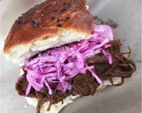 Beef Brisket in a HomeMade Bun with Home Made Coleslaw