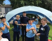 Some scouts meeting the animals