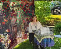 Festival style tent with summer fortune teller theme