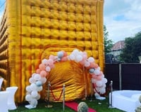 Gold Cube With Balloons Picture