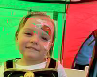 Rainbow with clouds and stars