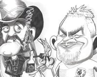 Lemmy and friend by Mick Wright Caricatures