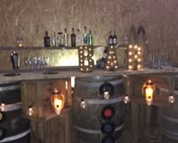 rustic barrel bar