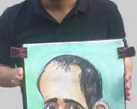 Colour caricature, big nose