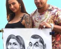 indian couple caricature