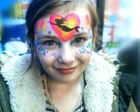 Bright colour Mermaid Face paint with glitter