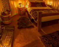 Yurt Night Time Wood Burning Stove