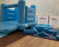 Indoor Pastel Blue Bouncy Castle and Soft Play Package