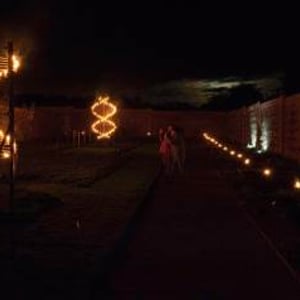 Venue dressing with flames