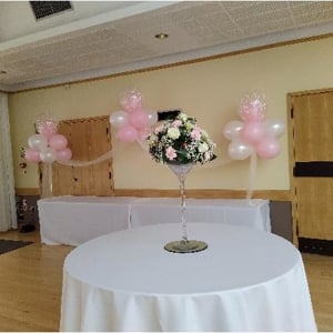 Balloons and table flowers