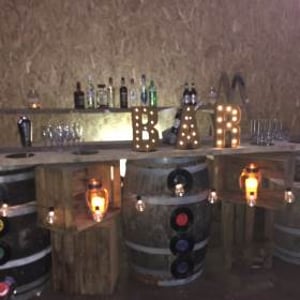 rustic barrel bar