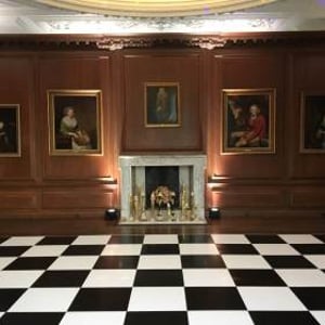 Cowdray dinning room black and white dancefloor