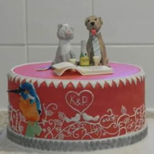 Kitch but Elegant Wedding Cake and Topper