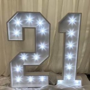 4ft Light Up '21'Number hire in Hertfordshire, Bedfordshire, Essex & surrounding areas. 