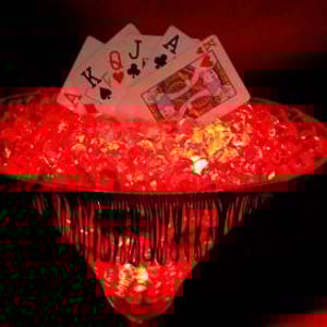 Casino Themed Table Centrepiece hire in Hertfordshire, Bedfordshire, Essex & surrounding areas. 