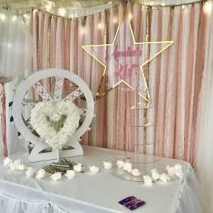Cake table or feature table decor hire in Hertfordshire, Bedfordshire, Essex & surrounding areas. Perfect for weddings, birthdays & baby showers