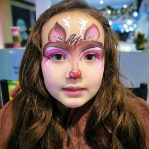 Girls Rudolph Face Painting by Glitter-Arty