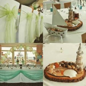 Beach Theme Set Up With Mint Sashes 