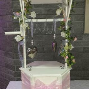 Wishing Well Decorated in Pink and Silver 