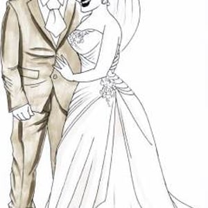 Bride and Groom - Caricature for Wedding Guests to Sign!
