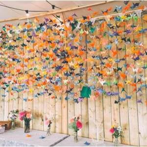 Whimsical Country Wedding Reception Marquee Decor with Origami Theme