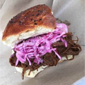 Beef Brisket in a HomeMade Bun with Home Made Coleslaw