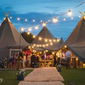 Outdoor Festoon lighting + Walkway