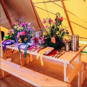 Long Rustic Table:benches - Nordic Inspired