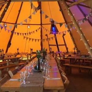 Giant Tipi - table:bench sets seating arrangment 