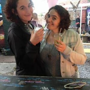 Happy customers sipping on floral summery cocktails!