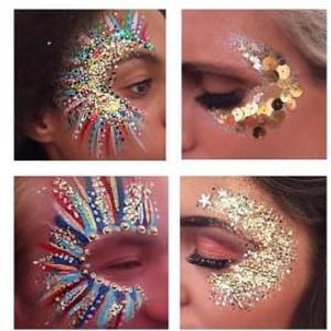 Face paint glitter multi flahes and gold