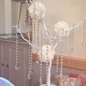 White Manzanita Style Crystal Trees with silk flowers