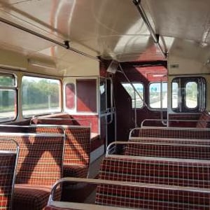 interior of Routemaster coach RMC1490 X15 the beckton express