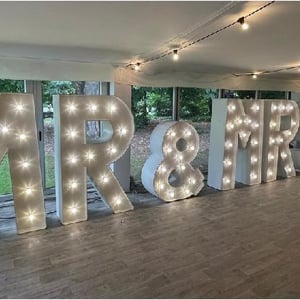 Giant 5ft White Light Up MR&MRS Letters