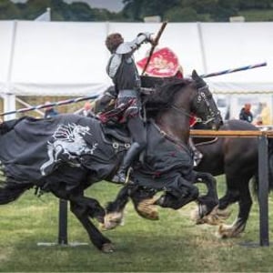 001 Cavalry of Heroes Medieval Jousting Knights on Horseback at Usk Show Monmouth Larry Weaver Photos