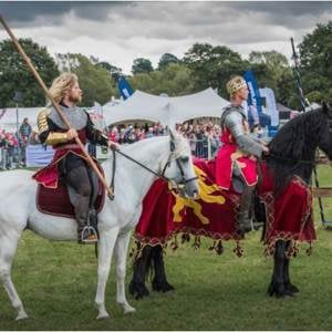 043 Cavalry of Heroes Medieval Jousting Knights on Horseback at Usk Show Monmouth Larry Weaver Photos