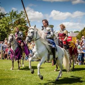 Flavours of Fingal Country Show Dublin Ireland - The Cavalry of Heroes Medieval Jousting Horse Stunt Show - Knights get ready to trick ride