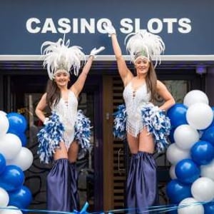 Navy and White Showgirl Stiltwalkers