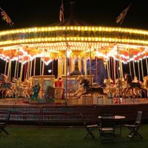 Carnival Fun Fairs Golden Carousel Nightime