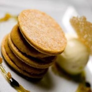 caramel  shortbread with salted peanut butter sorbet 