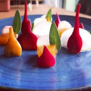 Allotment salad 2019. Beetroot, pear and quince jelly  