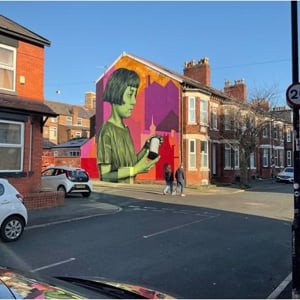 Cotton mill worker mural, Manchester