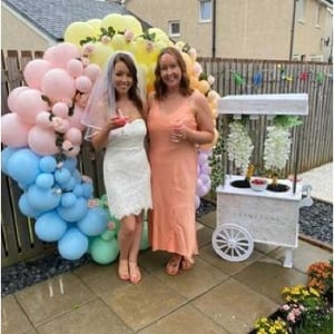 Balloon hoop and champagne cart