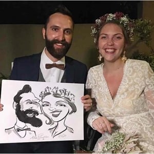 Bride Groom Caricature artist UK LR
