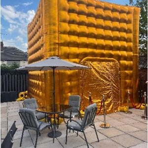 garden luxury gold cube with chairs