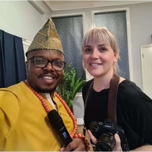 With a wedding photographer