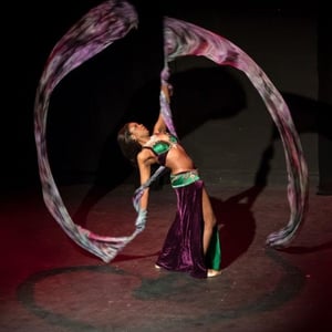 Dancing with ribbon veils