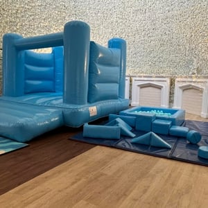 Indoor Pastel Blue Bouncy Castle and Soft Play Package
